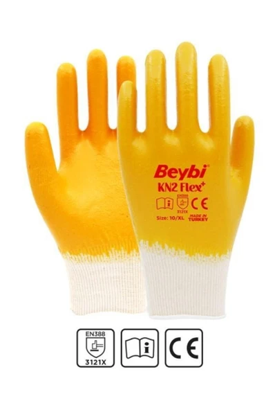 Beybi  Kn2 Flex Plus Pamuk Astarlı Nitril Eldiven Inşaat Ve Bahçe Eldiveni ürün görseli 1