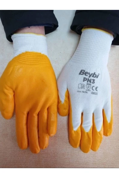 Beybi  Pn3 Sarı Nitril Eldiven Işçi Eldiveni ürün görseli 1