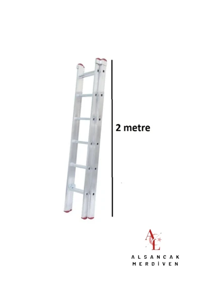 2+2 Toplam 4 Metre Endüstriyel Alüminyum Sürgülü Merdiveni ALS-2X2PTT Alsancak Merdiven ürün görseli 1