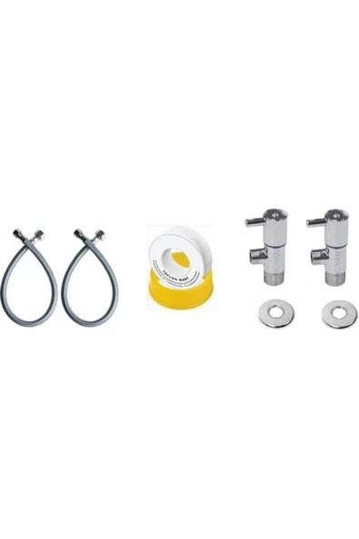 EYM  Klozet Montaj Tamir Seti Dekoratif Ara Musluk Taharet Musluğu + 3/8 50 Cm Flex Hortum Fleks+teflon ürün görseli 1