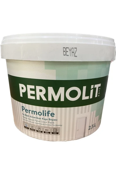 Permolit  Permolife Su Bazlı Amerikan Panel Kapı Boyası Beyaz 0.75 Lt ürün görseli 1