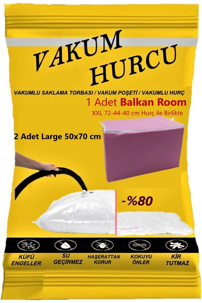 Vakum Hurcu  2'li Set Large 50x70 Cm Vakumlu Hurç - Vakumlu Poşet - ürün görseli 1