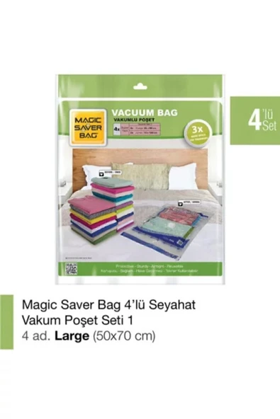 Magic Saver Bag  4’lü Vakumlu Poşet Set-1 4L ürün görseli 1