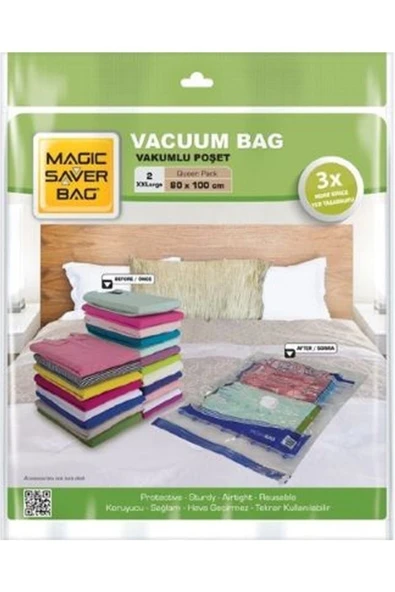 Magic Saver Bag  STD Bag 2li Vakumlu Hurç Seti Large - 2 - Beyaz Klasik ürün görseli 1