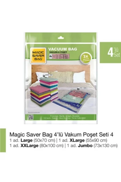 Magic Saver Bag  4’lü Vakumlu Poşet Set-4 ürün görseli 1