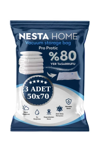 NESTA HOME  PRO PRATİC 4 ADET ORTA BOY 50X70 vakumlu hurç vakumlu poşet,torba,düzenleyici saklama ürün görseli 1