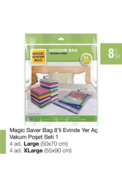 Magic Saver Bag  8’li Vakumlu Poşet Set-1 ürün görseli 1