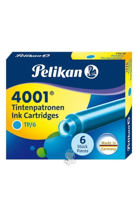Pelikan Dolma Kalem Kartuşu Küçük Turkuvaz 6 LI 4001 (10 Paket) ürün görseli 1