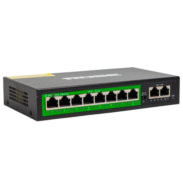 ROSE PR-820 10/100 MEGABİT 8+2 POE SWİTCH 120W  52V 3A ürün görseli 1