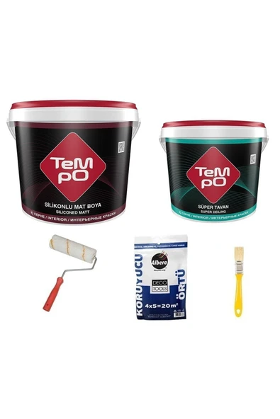 Silikonlu Mat Iç Cephe Duvar Boyası 10 kg + Tavan Boyası 3.5 kg + Set ürün görseli 1