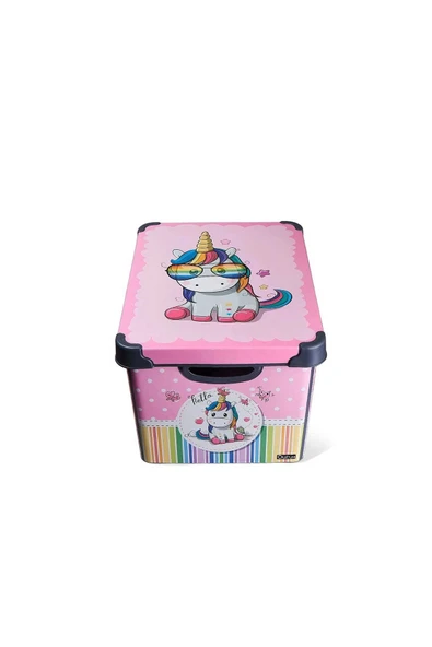 Style Box Retro Unicorn Desenli 20 L Dekoratif Oyuncak ve Saklama Kutusu ürün görseli 1