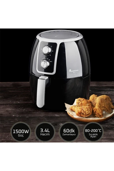 MasterPro  Airfryer Yağsız Fritöz 3,4 Litre Kapasiteli 1500 W Bgmp-9177 ürün görseli 1