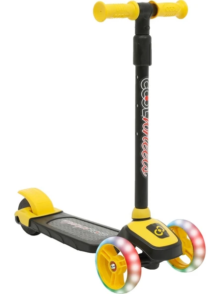Cool Wheels Twist Led Işıklı 3 Tekerlekli Yükseklik Ayarlı Scooter Sarı ürün görseli 1