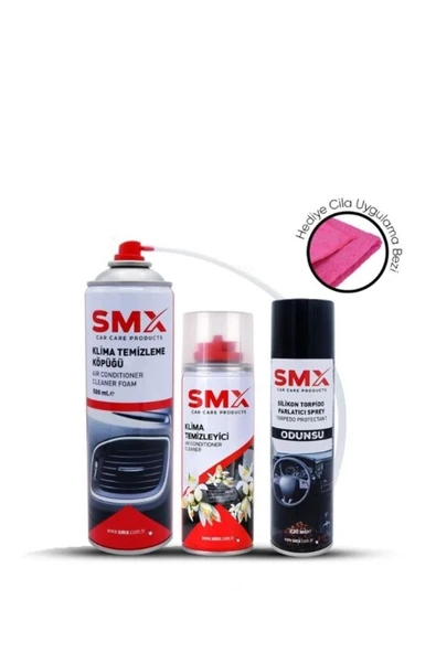 SMX Klima Temizleme Köpüğü + Klima Temizleyici  + Silikon Torpido Parlatıcı + Hediye Cila Bezi ürün görseli 1