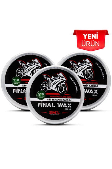 SMX Motosikletlere Özel Final Wax 150 ml 3 Adet + Hediye Takoz Cila Süngeri ürün görseli 1