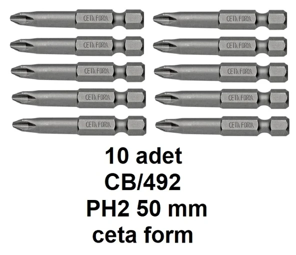 10 adet -- Ceta Form 1/4" Yıldız Bits Uç CB/492 (PH2 x 50 mm) ürün görseli 1