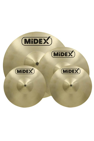 Midex CYM-20 Cymbal Bateri Zil Seti ( 2x14'' Hi Hat 16'' Crash ve 18'' Crash/Ride) ürün görseli 1