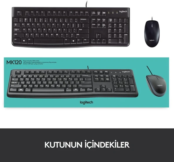 Logitech MK120 SET Q TR SIYAH Klavye 920-002560 - Resim 3