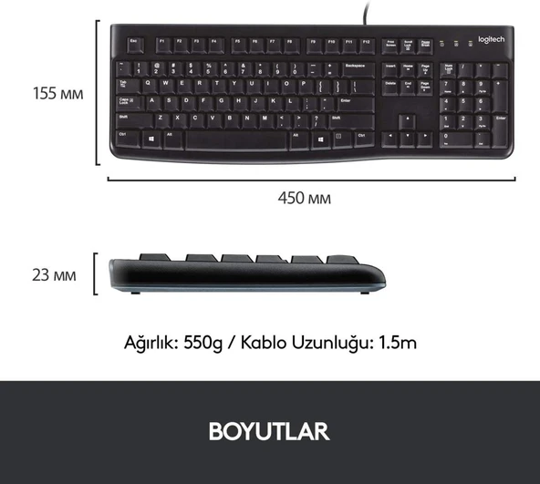 Logitech MK120 SET Q TR SIYAH Klavye 920-002560 - Resim 5