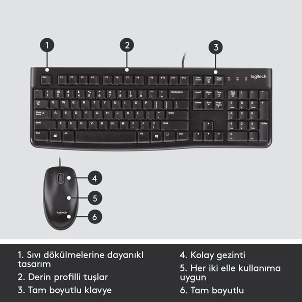 Logitech MK120 SET Q TR SIYAH Klavye 920-002560 - Resim 2