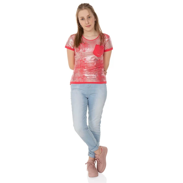 Toontoy Kız Çocuk T-Shirt Komple Varak Baskı Lazer Kesim ürün görseli 1