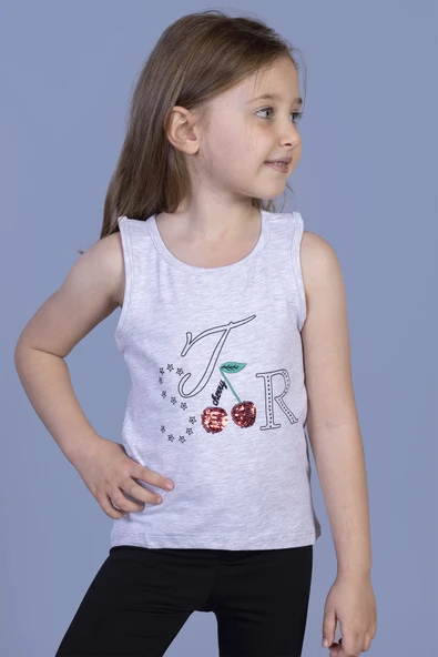 Kız Çocuk Kiraz Nakışlı Atlet - Resim 4