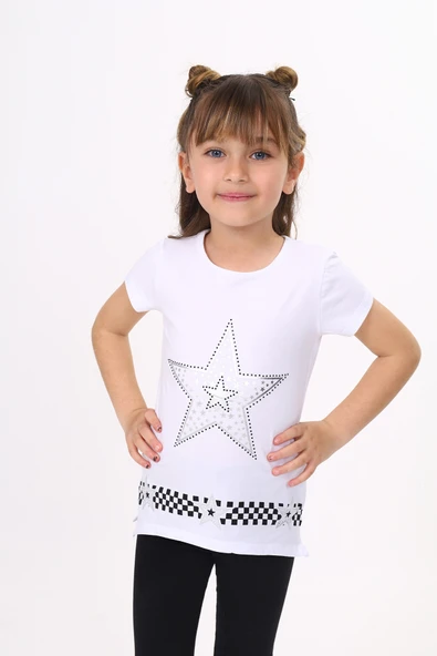 Toontoy  Kız Çocuk T-Shirt Yıldız Baskı ürün görseli 1