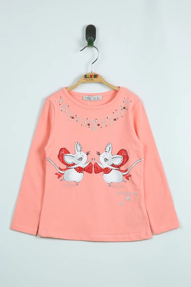 Toontoy Kız Çocuk T-Shirt Yaka İnci Taş ürün görseli 1