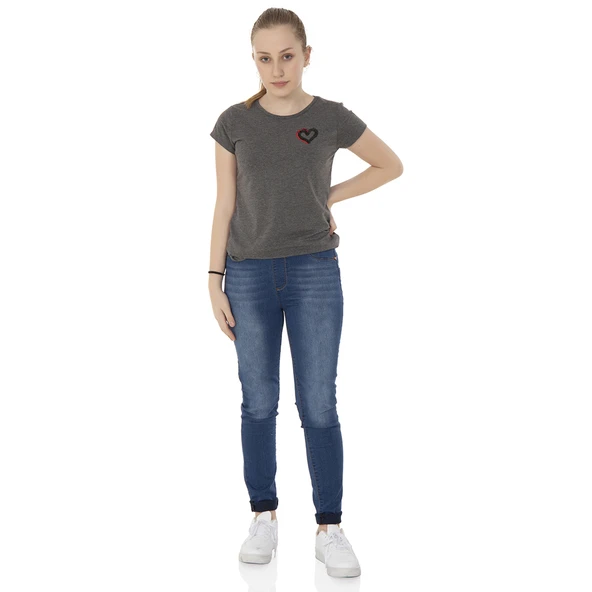 Toontoy  Kız Çocuk T-Shirt Kalp Nakışlı ürün görseli 1