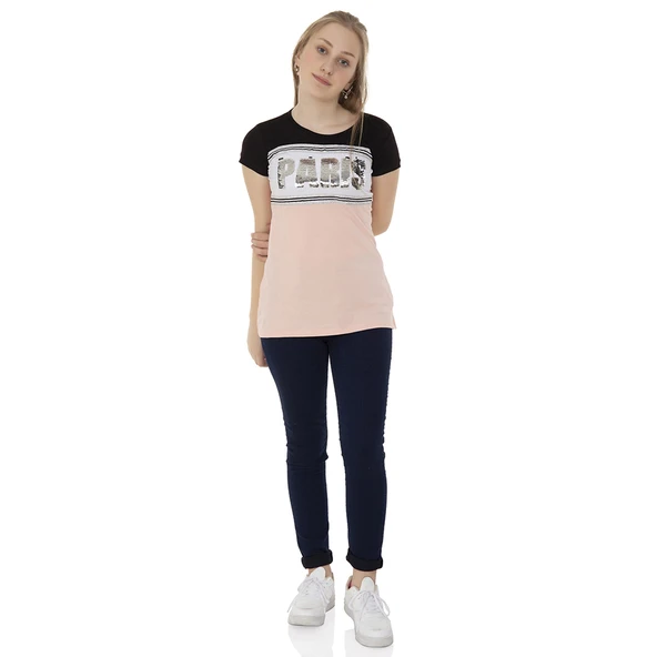 Toontoy  Kız Çocuk T-Shirt Paris Pul Nakış ürün görseli 1