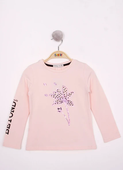 Toontoy Kız Çocuk Çiçek Nakışlı T-Shirt ürün görseli 1