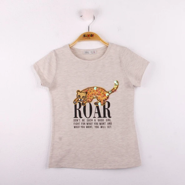 Toontoy Kız Çocuk Leopar Baskılı Pullu Tişört - Resim 12
