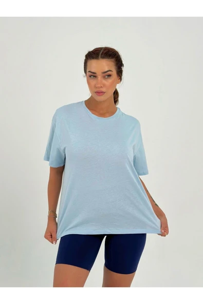Baskısız Basıc Pamuklu Oversize T-shirt - Resim 8