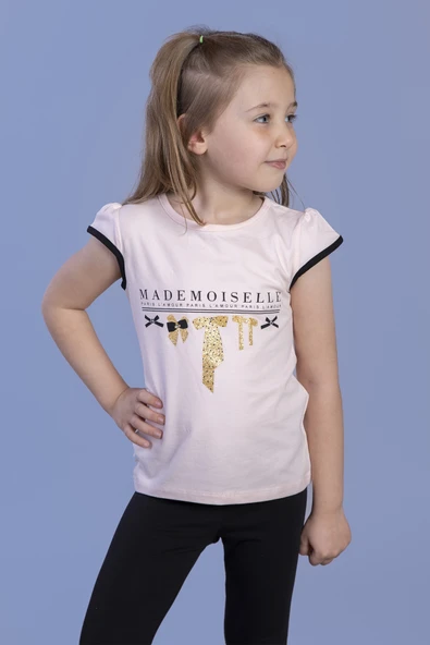 Toontoy Kız Çocuk Sim Baskılı Yarım Kollu T-Shirt ürün görseli 1