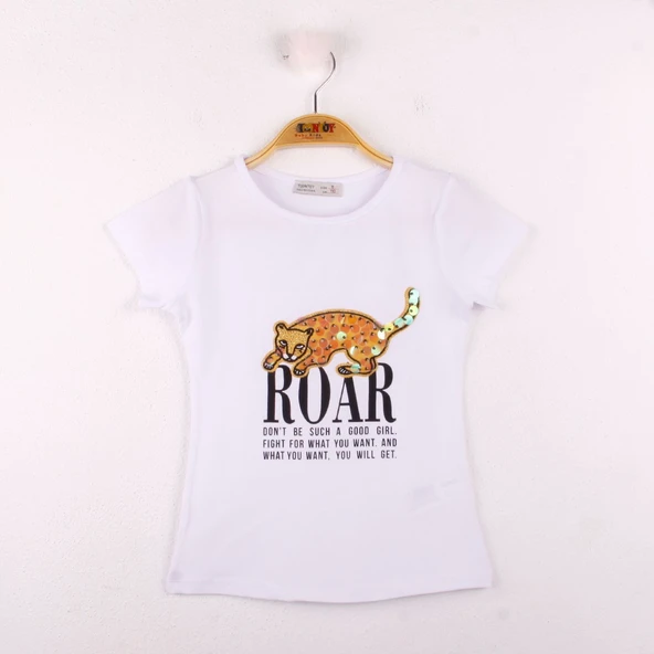Toontoy Kız Çocuk Leopar Baskılı Pullu Tişört - Resim 10