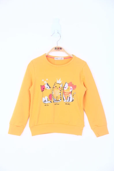 Toontoy Kız Çocuk Üç Kedi Baskılı Tişört ürün görseli 1