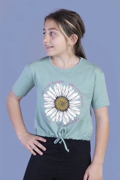 Toontoy Kız Çocuk Papatya Desenli Tişört ürün görseli 1