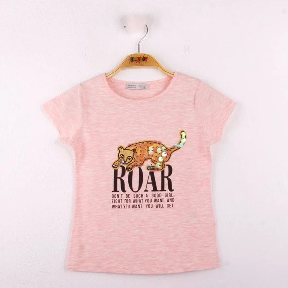 Toontoy Kız Çocuk Leopar Baskılı Pullu Tişört ürün görseli 1
