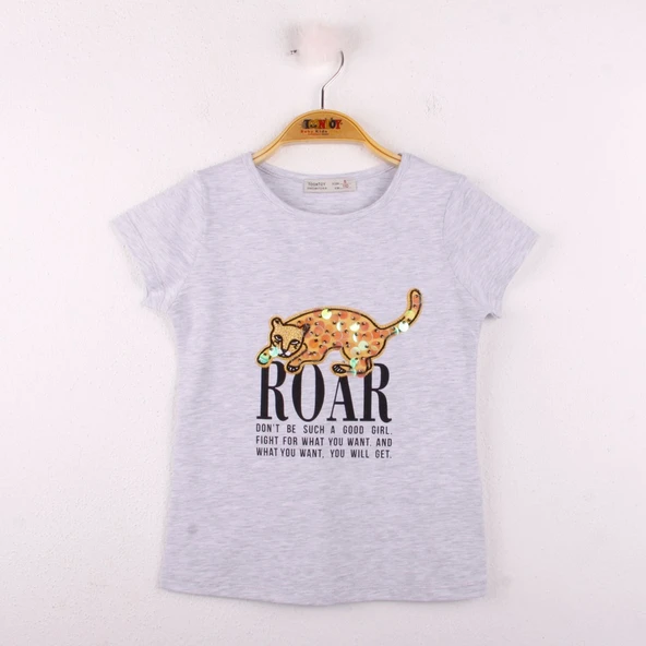 Toontoy Kız Çocuk Leopar Baskılı Pullu Tişört - Resim 11