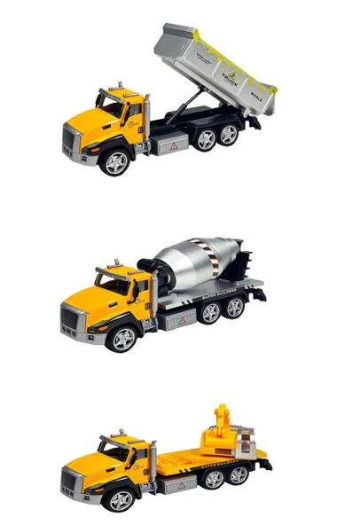 Oyuncak İnşaat Kamyonları Kazıcı Mikser Kasalı Taşıyıcı 3 lü Metal Set ürün görseli 1