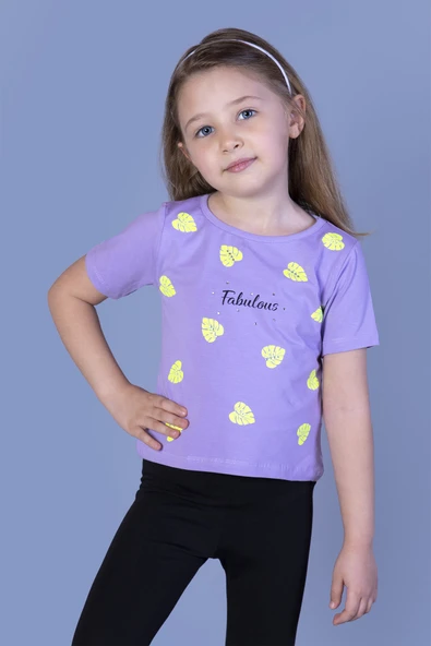 Toontoy Kız Çocuk Yaprak Desenli Fabulous Baskılı Tişört ürün görseli 1