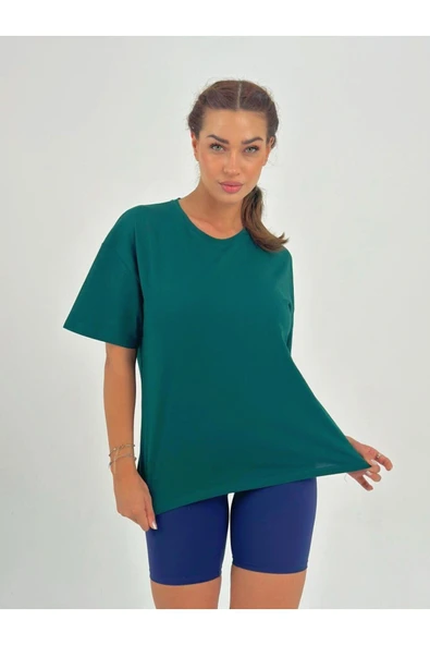 Baskısız Basıc Pamuklu Oversize T-shirt - Resim 6