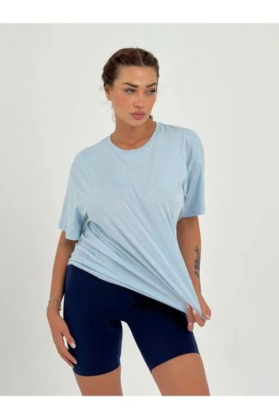 Baskısız Basıc Pamuklu Oversize T-shirt - Resim 9