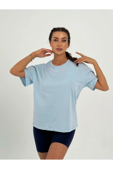 Baskısız Basıc Pamuklu Oversize T-shirt - Resim 12
