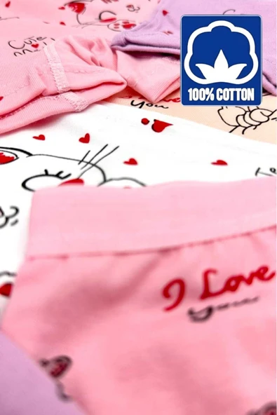 Kız Çocuk %100 Pamuklu 12'li Boxer - Resim 6
