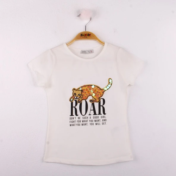 Toontoy Kız Çocuk Leopar Baskılı Pullu Tişört - Resim 8