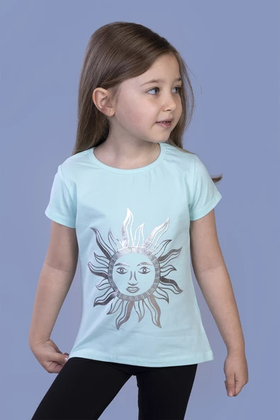 Toontoy Kız Çocuk Güneş Varaklı Tişört ürün görseli 1