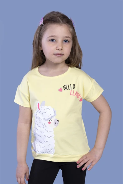 Toontoy Kız Çocuk Kuzu Baskılı Tişört ürün görseli 1