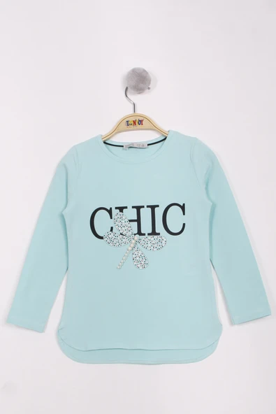 Toontoy Kız Çocuk Yusufçuk Baskılı İnci Detaylı T-Shirt ürün görseli 1