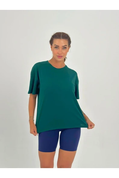 Baskısız Basıc Pamuklu Oversize T-shirt ürün görseli 1